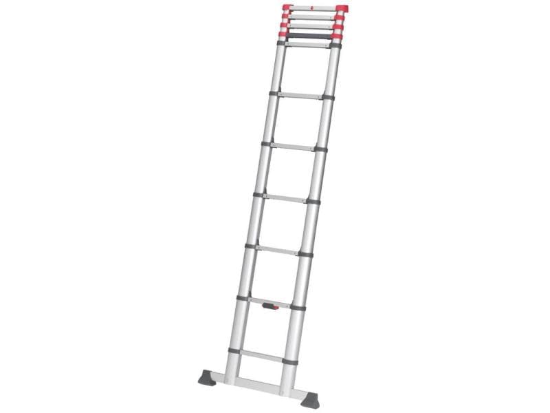Hailo Teleskop-Anlegeleiter T80 Flexline 320 11 Stufen Aluminium Sicherheits-Teleskopleiter mit Quertraverse