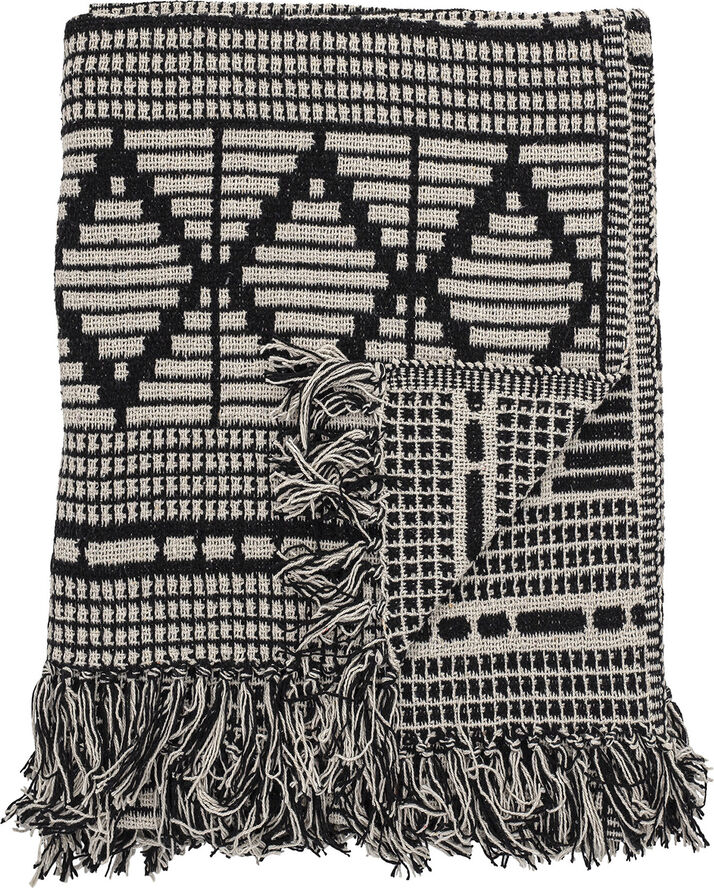 Bloomingville Plaid, Sort, Genanvendt Bomuld Sort