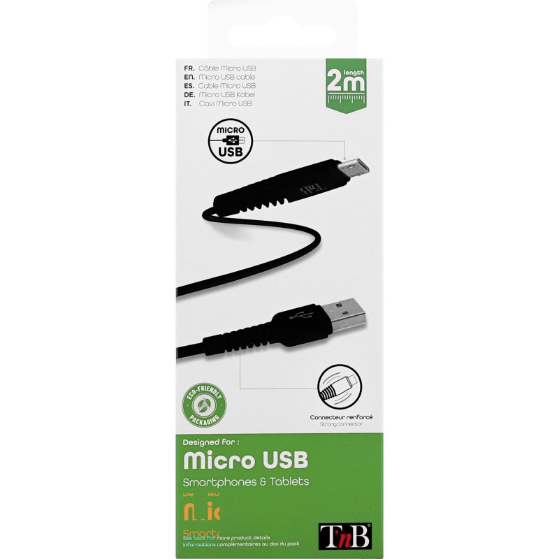 Câble USB Micro USB 2 m anti-noeud