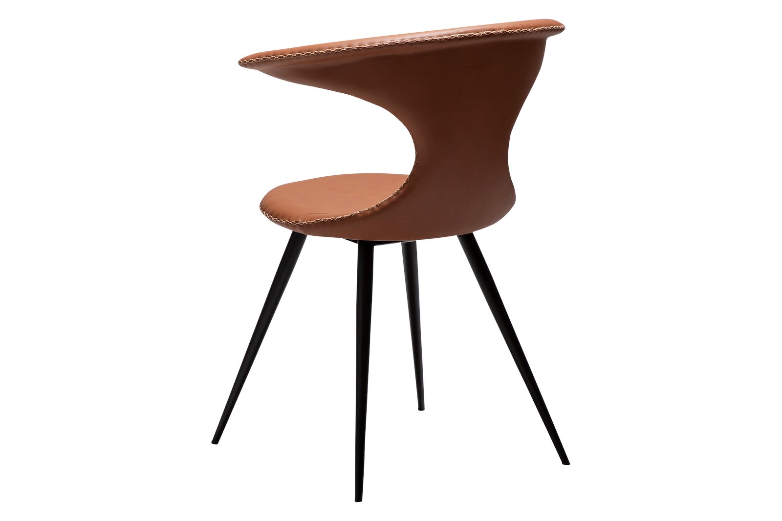 Flair spisestol PU Cognac Faux og sorte runde ben.