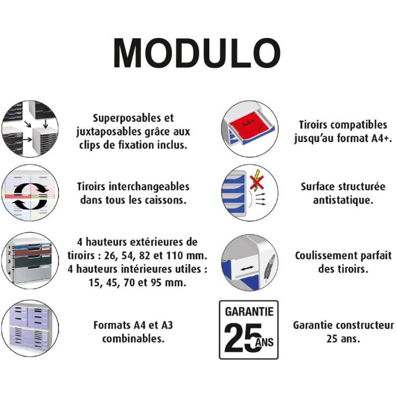 Module de classement Modulo Office 10 tiroirs A3