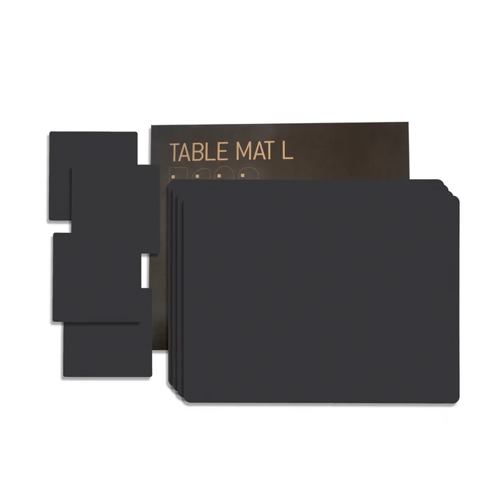 Lind DNA - Geschenkset Square L, Nupo schwarz (4 Tischsets   4 Glasuntersetzer)