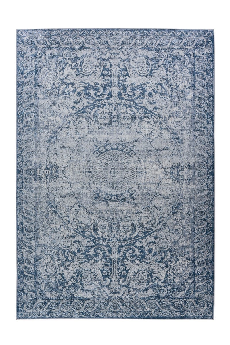 Platgeweven tapijt Serenique Blue Vintage design, used look, oosters 120 x 180 cm