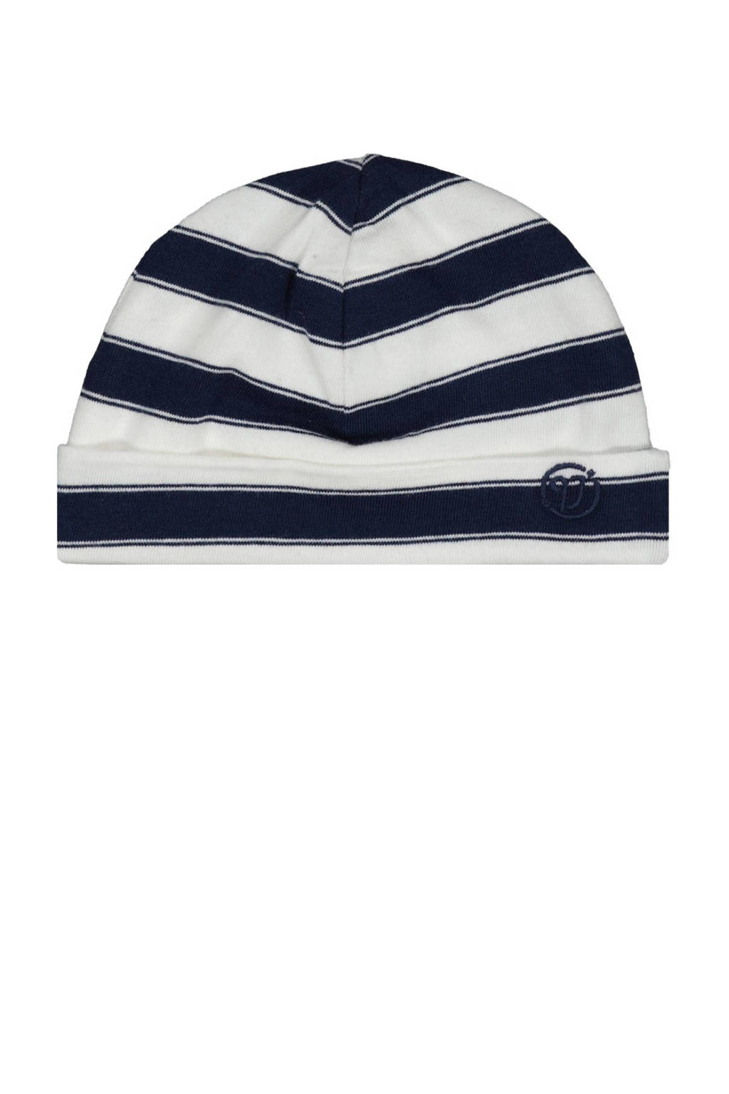 Vingino gestreepte baby muts Vanjy donkerblauw/wit