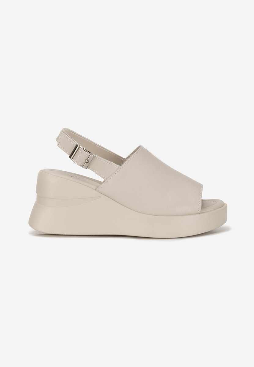 Sandales à plateforme en cuir beige Sorra