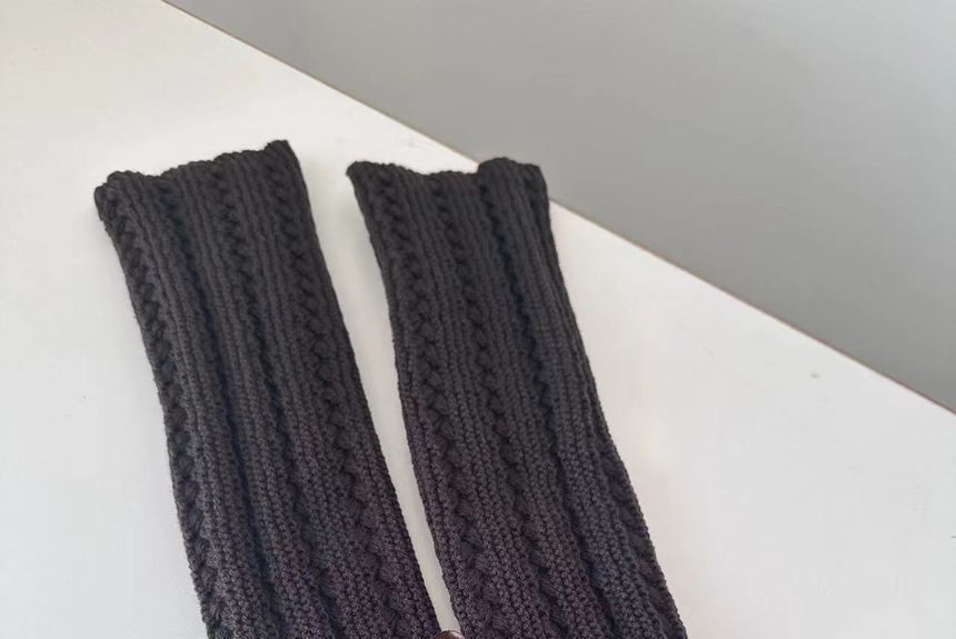 laceyleft - Effen geplooide pointelle gebreide beenwarmers