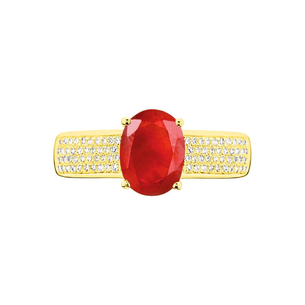 Bague Crista Or Jaune Rubis Et Diamant