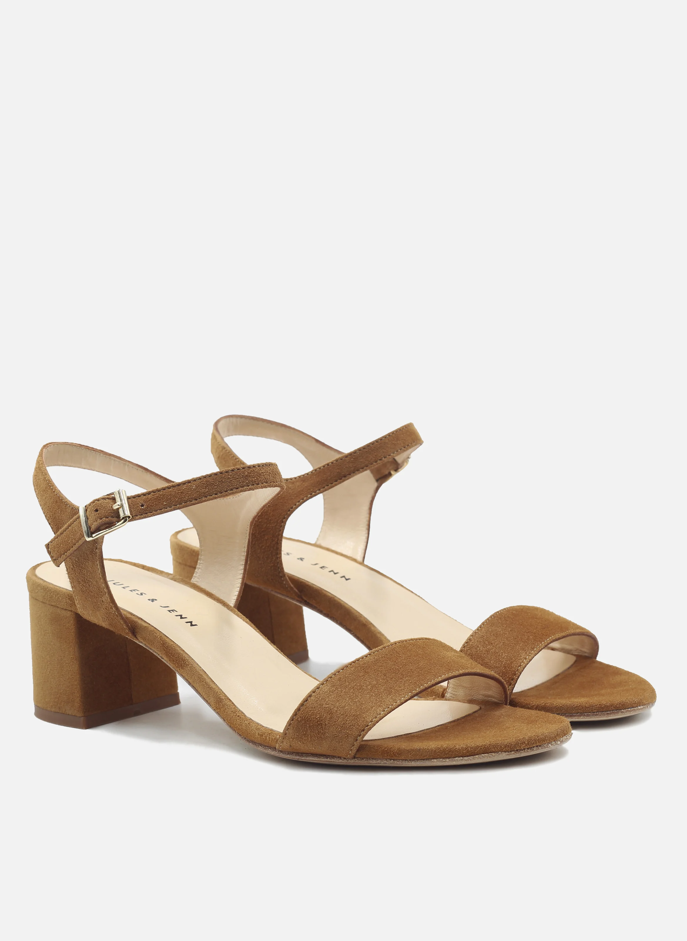 Sandales moyen talon cuir daim | Marron