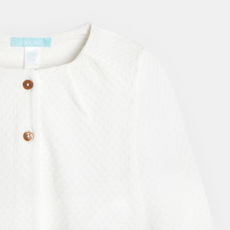 Gilet en maille effet pois blanc bébé fille