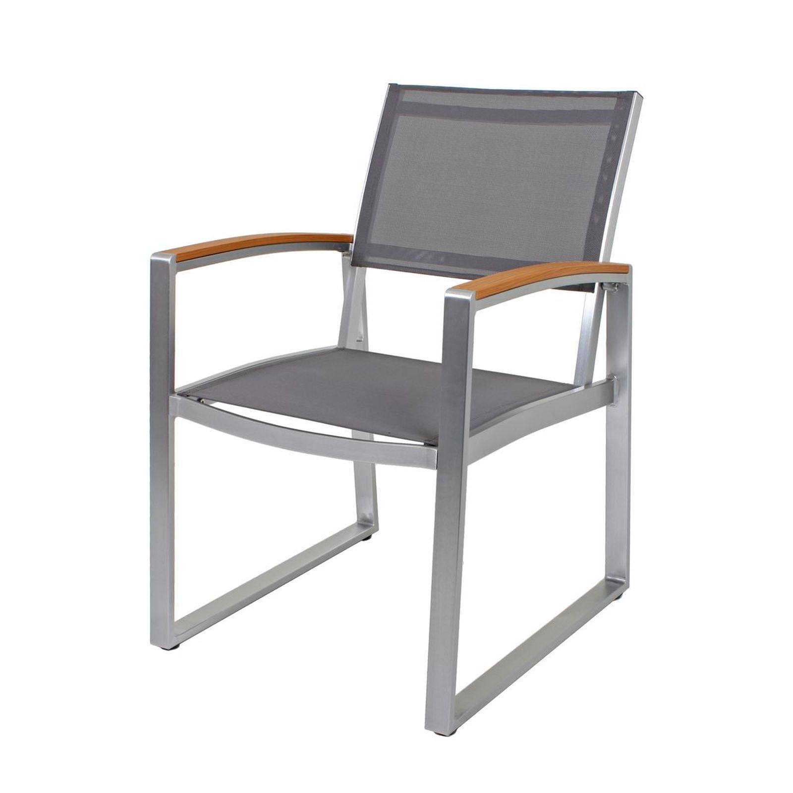 2er-Set Stuhl mit Armlehnen AVA - grau - Aluminium