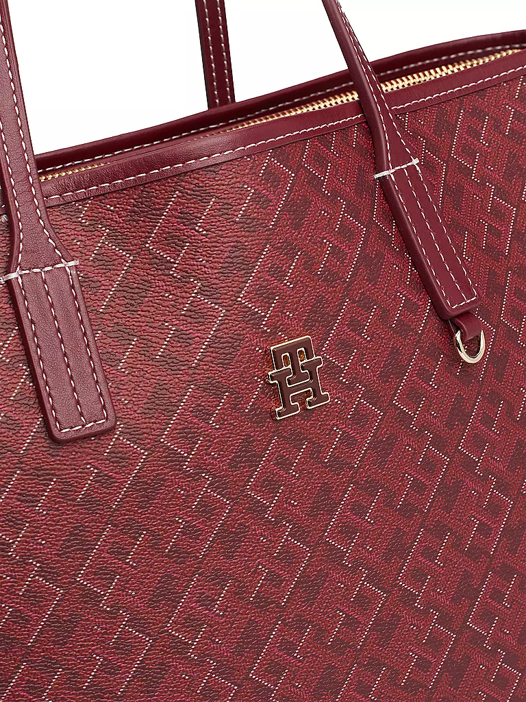 TOMMY HILFIGER Ledertasche - Shopper TH MONOPLAY LEATHER TOTE rot