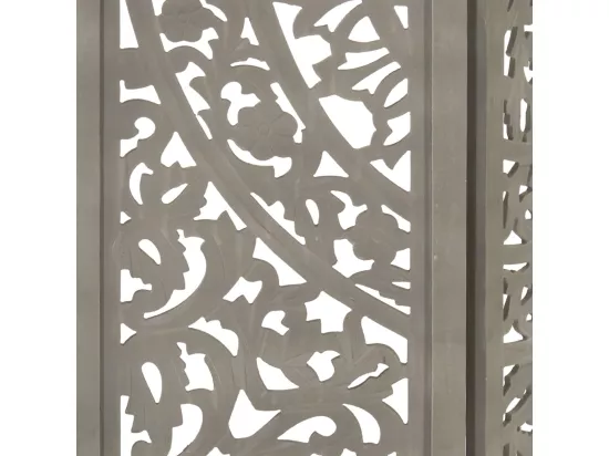 Cloison de séparation 3 panneaux Gris 120x165 cm Bois manguier