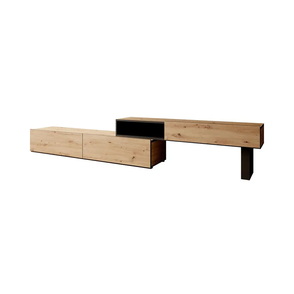 Meubella - TV-Meubel Kandelo - Eiken - Zwart - 240 cm