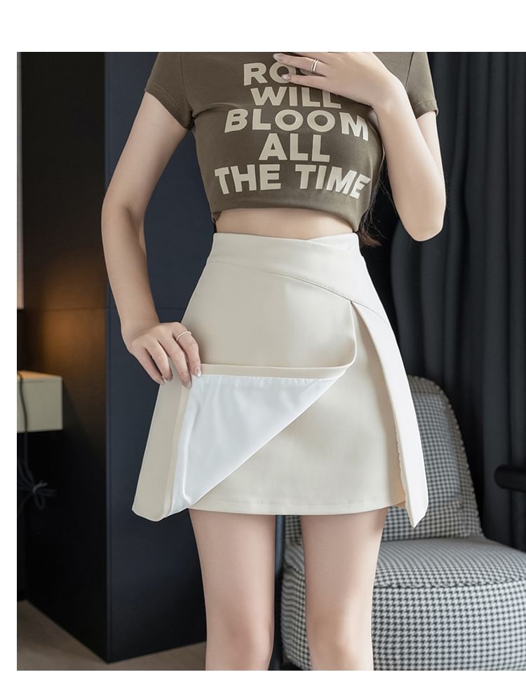 Dragan Pulse - Hoge taille effen split mini A-lijn rok