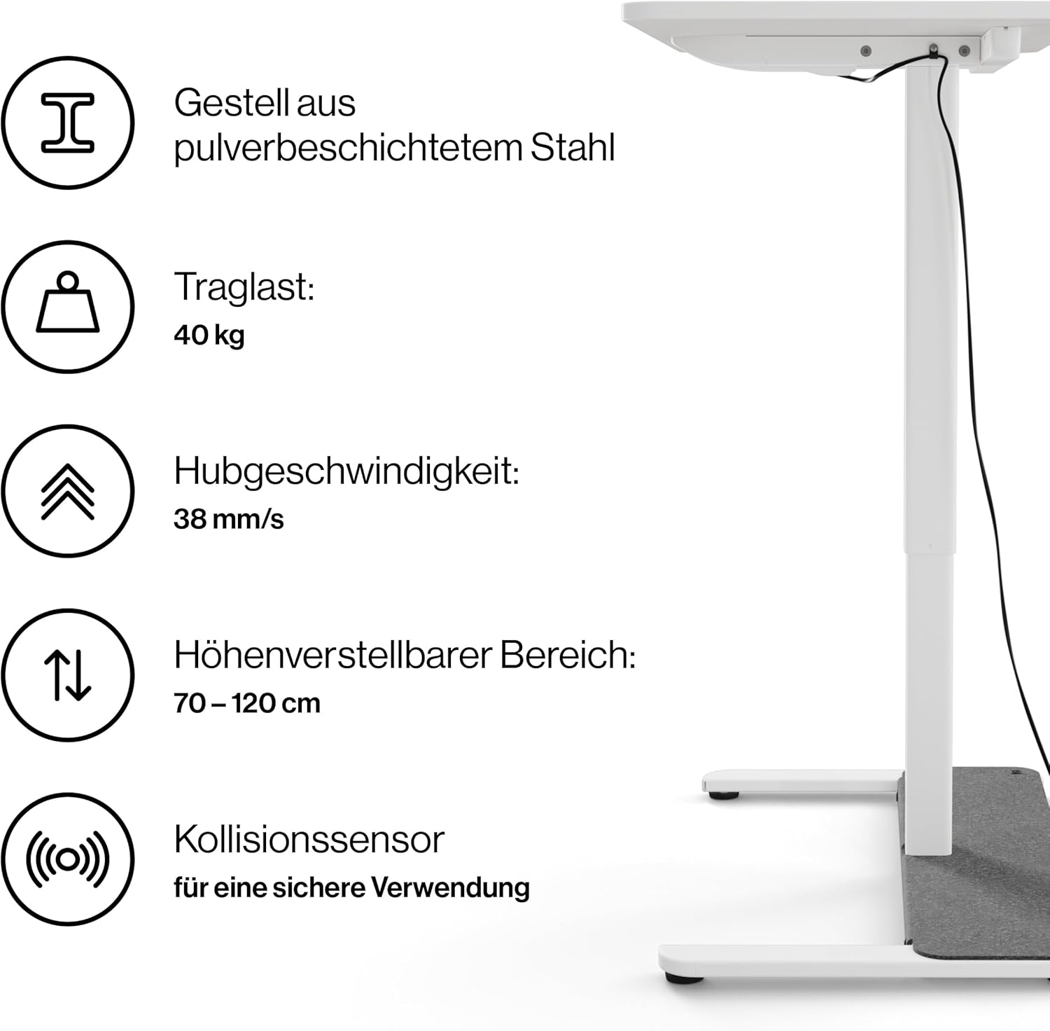 Yaasa Desk One Stehpult, 91x51 cm, Weiß, Kleiner praktischer Schreibtisch passt in Jede Ecke, 5 Jahre Garantie, elektrisch höhenverstellbarer Homeoffice Tisch, Height Adjustable Desk