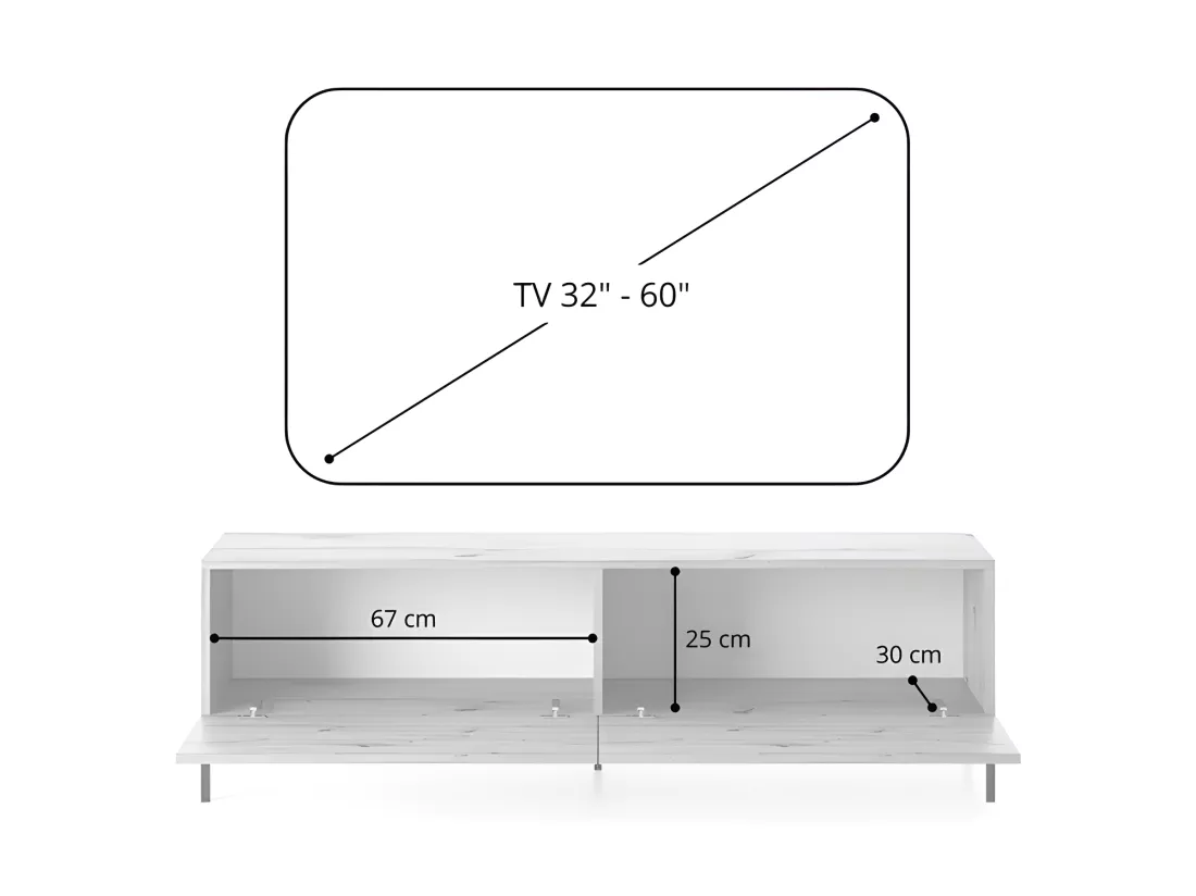 Meuble TV 140 cm - noir/lattes de chêne - LAMMELO