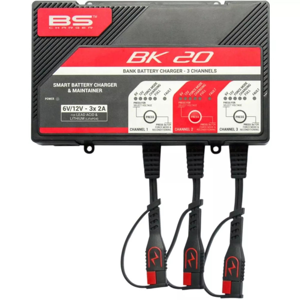 BS Battery - Chargeur de batterie BK20 6V/12V 3X2A Noir / Rouge