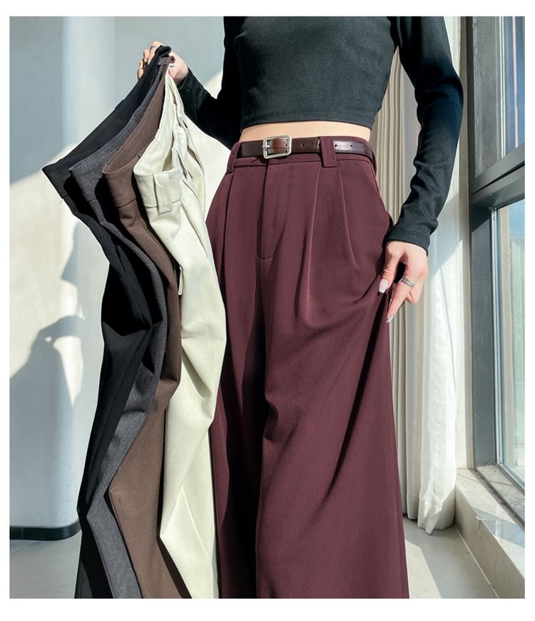 Dragan Pulse - Hoge taille, effen, wijde broek