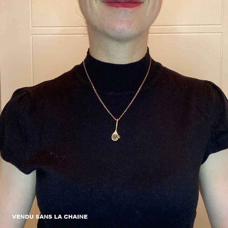 Pendentif badminton : raquette et volant - Plaqué or