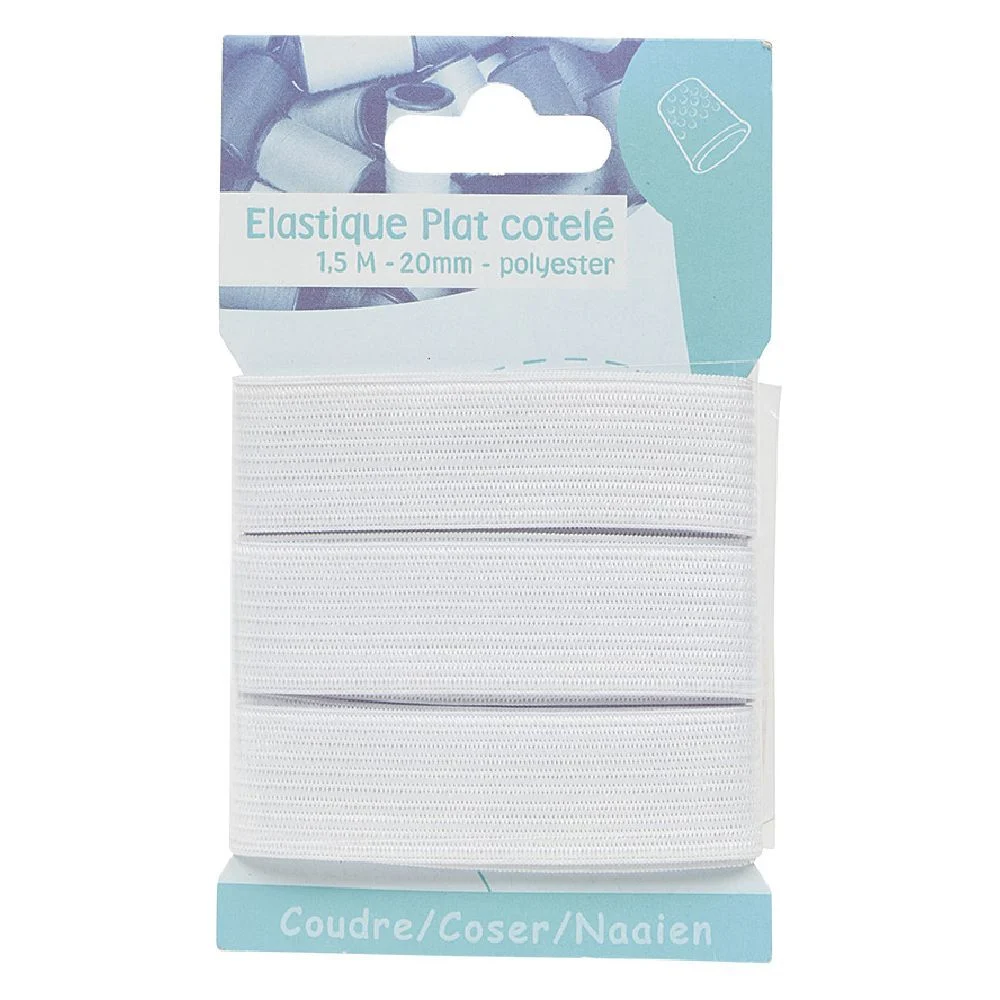 Élastique maille blanc L.2 m