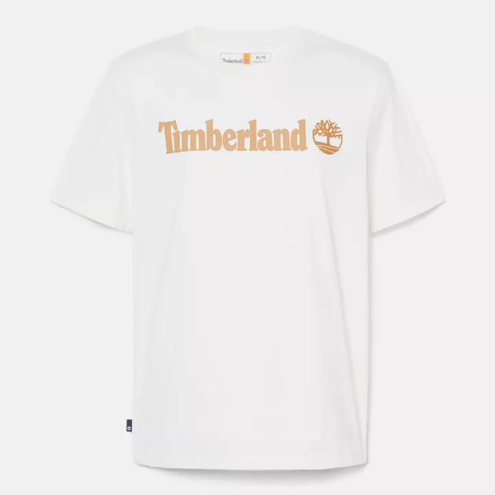 T-shirt à logo linéaire pour homme en blanc