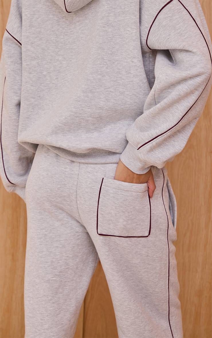 Gris Cendré Jogger Droit À Cordon De Serrage Avec Coutures Contrastées