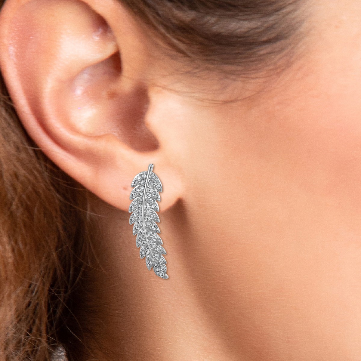 Boucles d'oreilles plumes - Laiton & cristaux