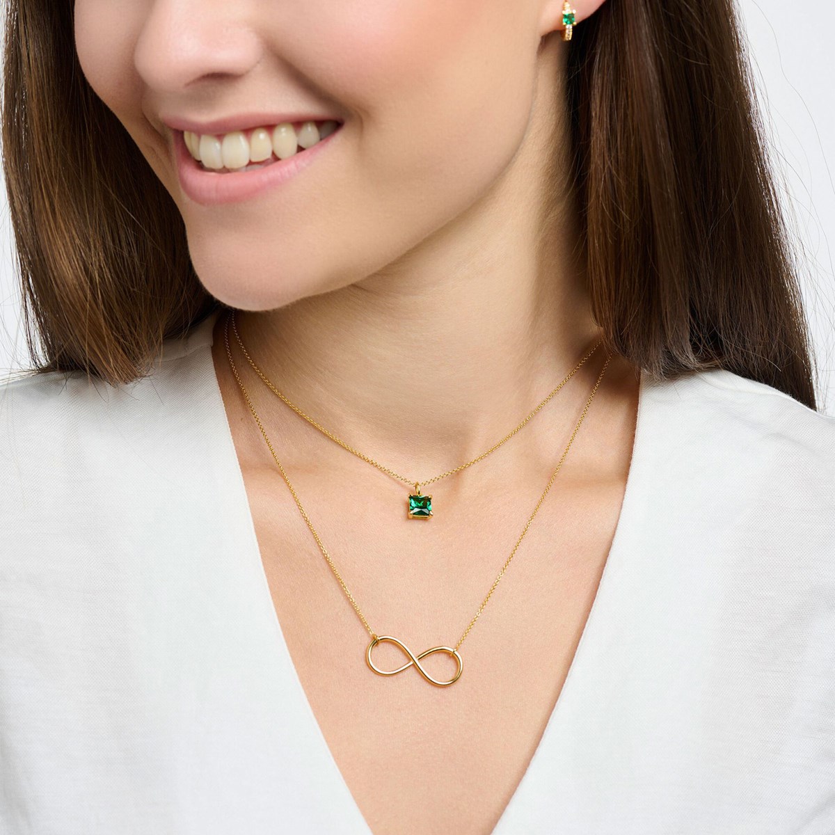 Collier Thomas Sabo avec pierre carrée verte