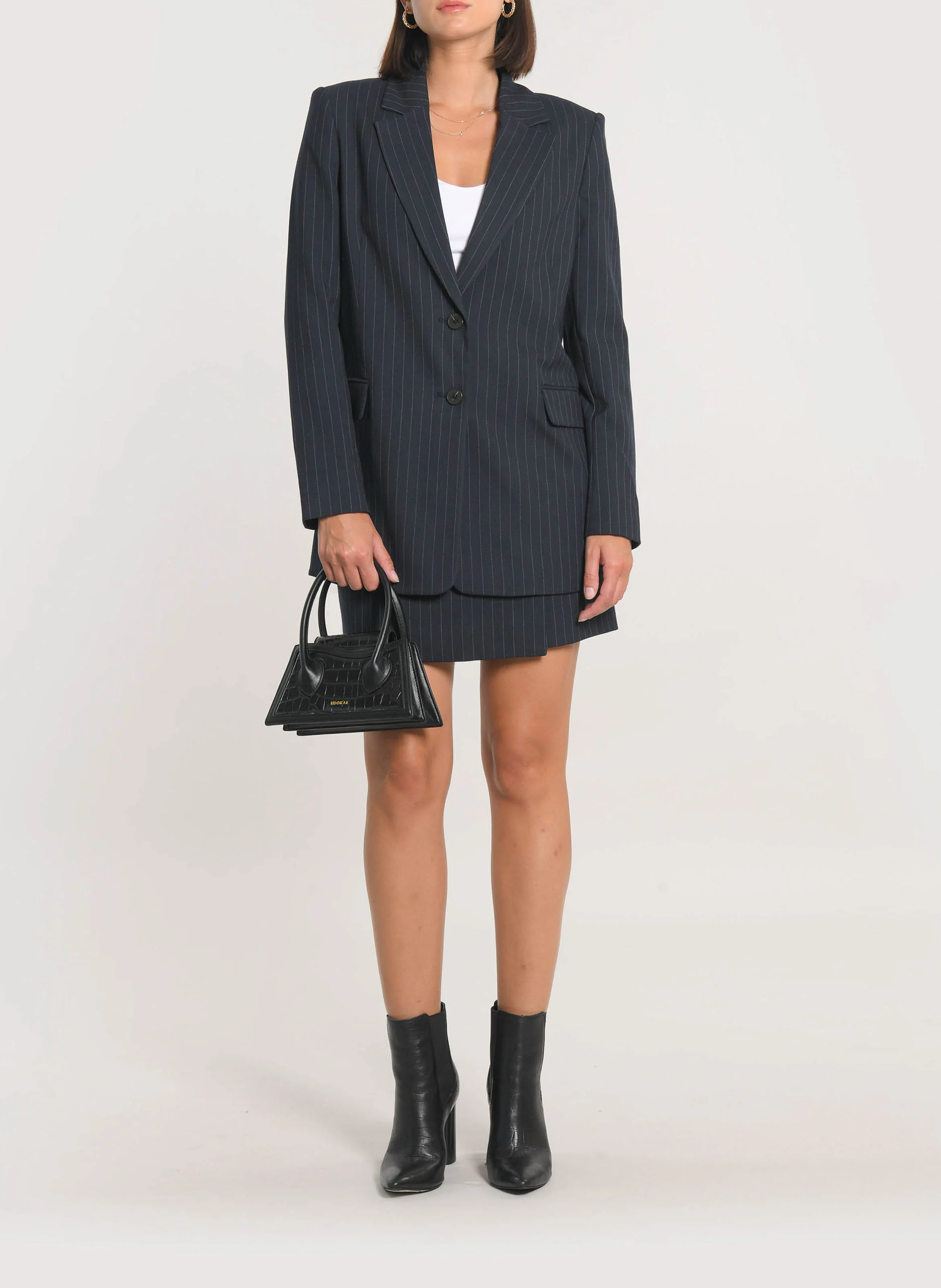 AUDREY - Veste droite rayée | Bleu