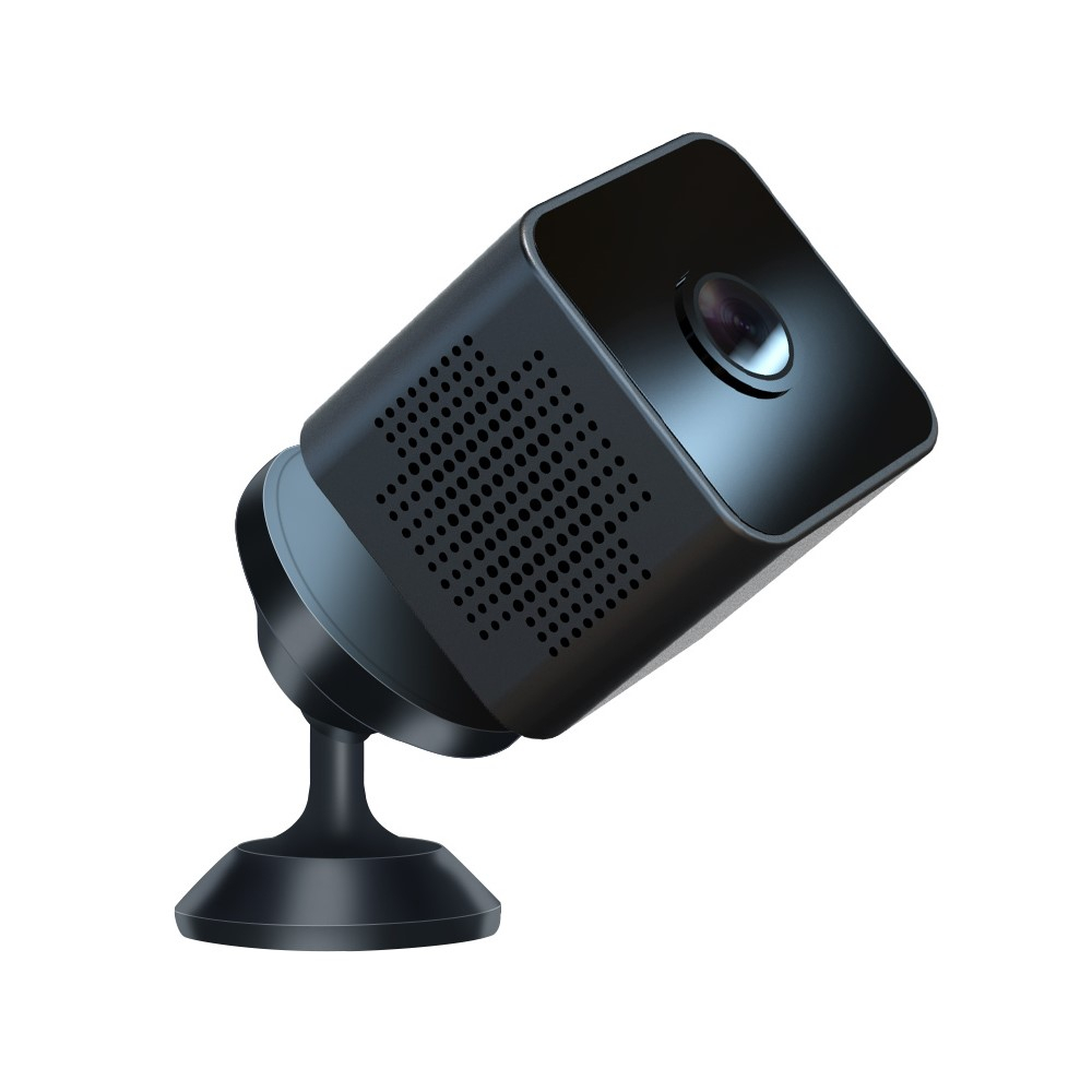Mini WiFi IP Kamera FullHD 1080p Infrarot LED's Nachtsichtfunktion mit Akku (400mAh) und Micro SD Kartenslot   Halterung (iOS/Android) - Schwarz