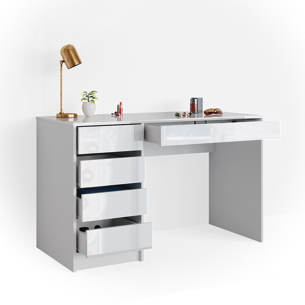 Vicco Schminktisch Frisiertisch Frisierkommode Sherry Weiß Hochglanz 120 x 75 cm modern Kosmetiktisch Make-Up-Tisch Schlafzimmerkommode
