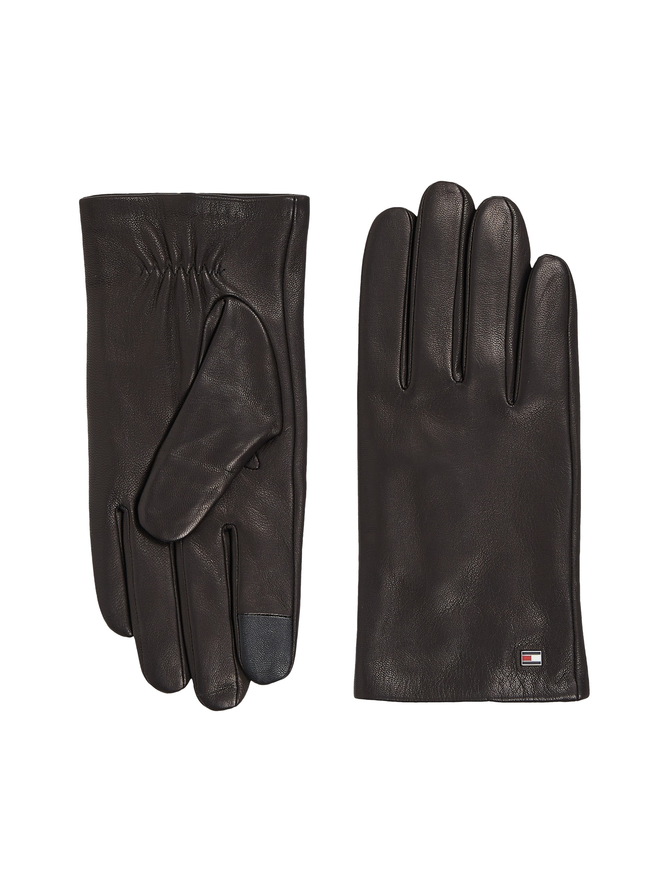 Tommy Hilfiger Lederhandschuhe »ESSENTIAL FLAG LEATHER GLOVES« mit Tommy Hilfiger Flagge