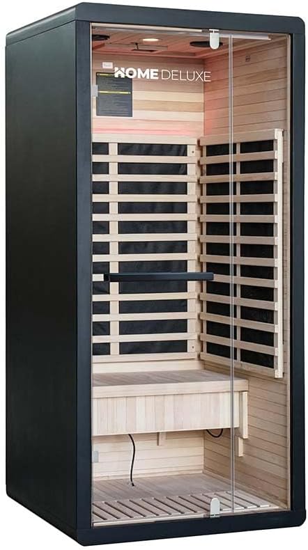 Home Deluxe Infrarotkabine NERO S – Schwarz, Hemlock (90 x 90 x 190 cm) | Luxuriöses Design & leichte Montage
