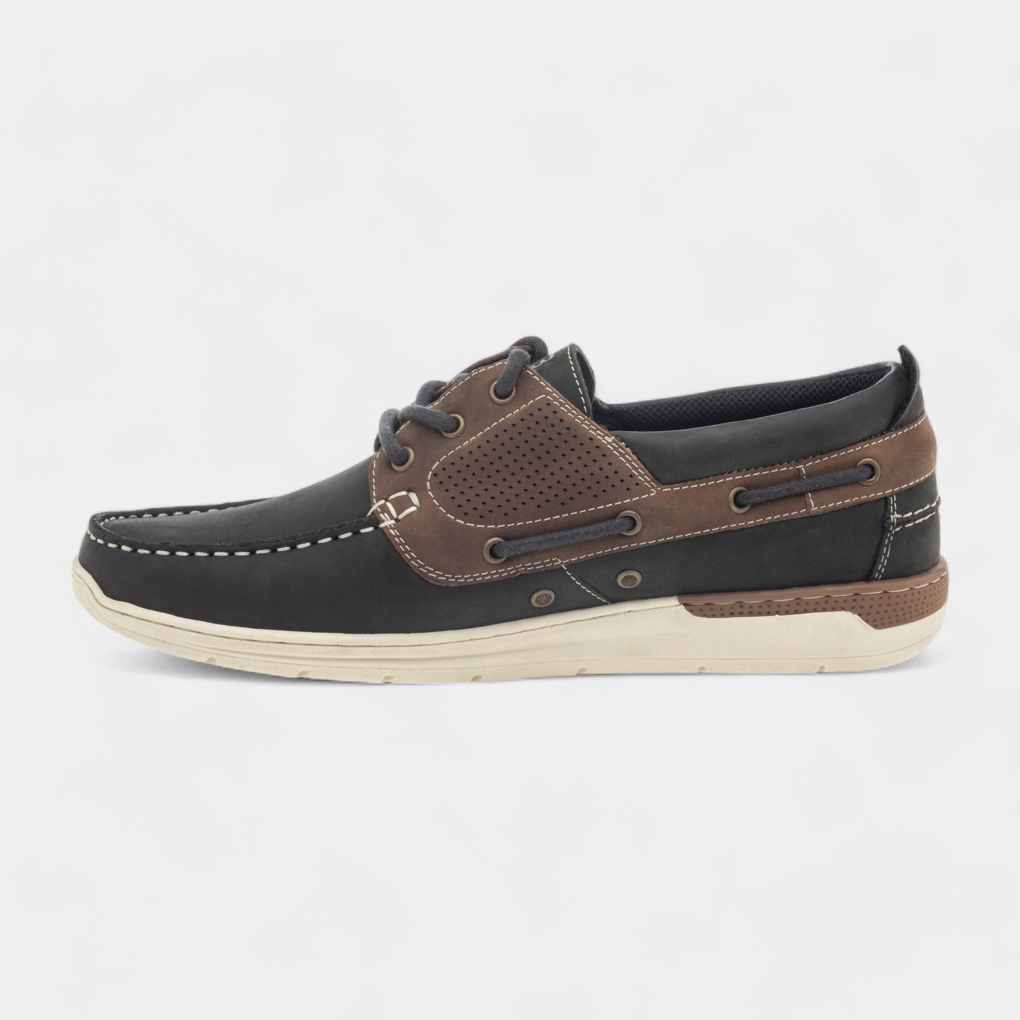 Chaussures bateau Homme en cuir bleu marine
