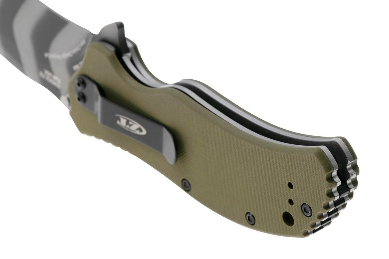 Zero Tolerance 0350OLTS Tiger Stripe MagnaCut, OD Green G10, Limited Edition zakmes, Ken Onion design