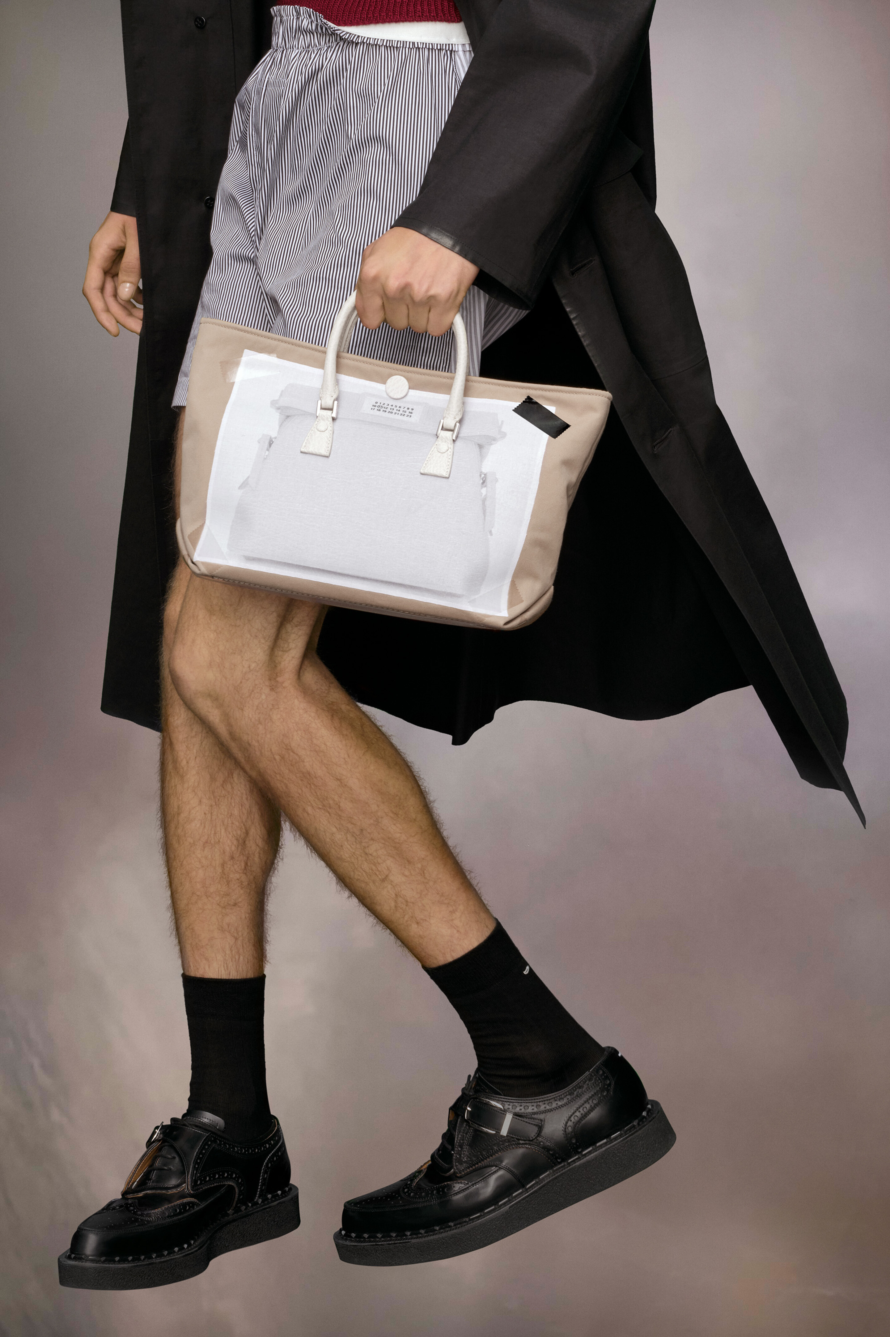 Sac Sac 5AC trompe l'oeil micro Blanc et Taupe