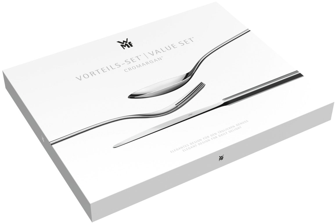 WMF Besteck-Set »Miami in eleganter Optik, ergonomische Haptik, Wellenschliff-Messer« spülmaschinengeeignet, säuregeeignet, hochwertiger Besteckkasten