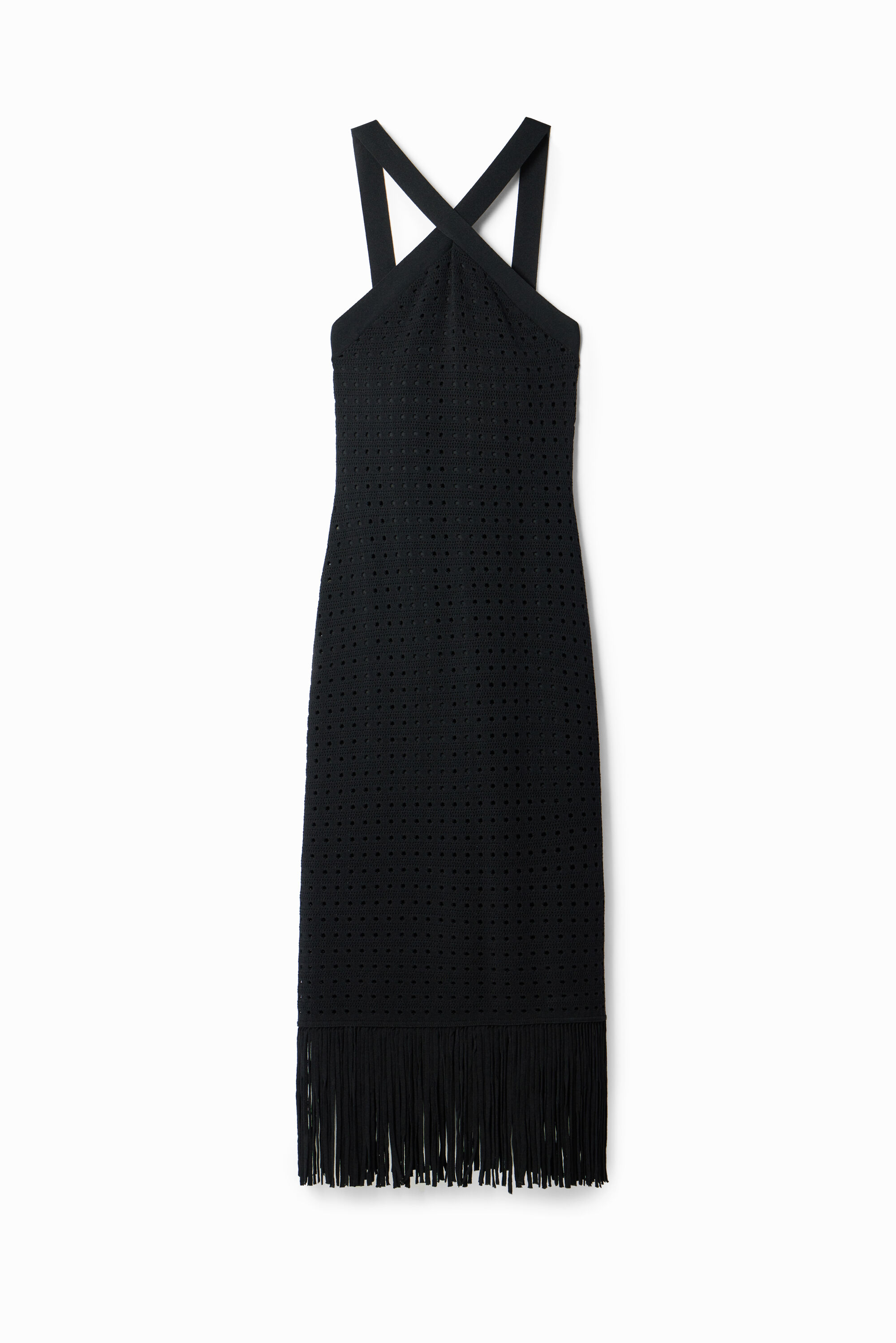 Robe midi dos nu franges