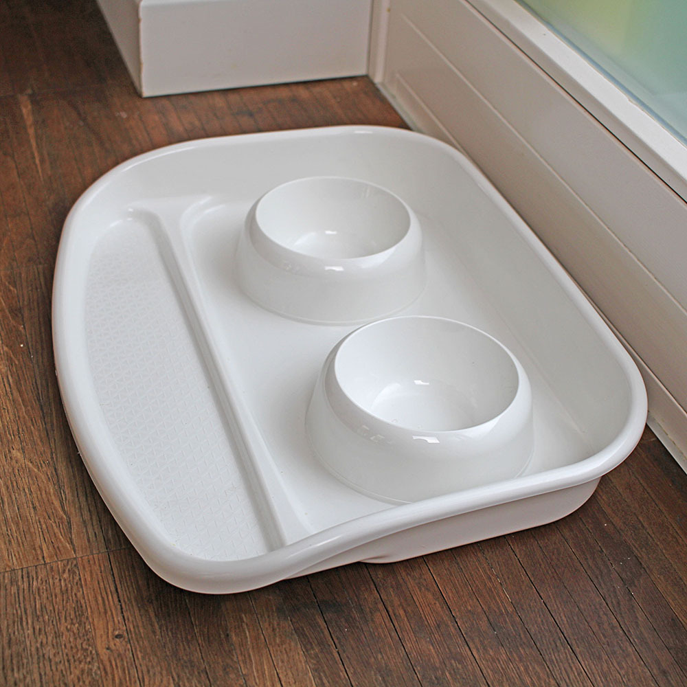 Ferplast plateau avec écuelles pour chats et chiens lindo double écuelle pour animaux, base en plastique résistant, pieds