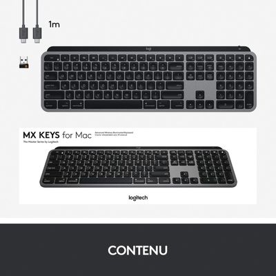 Logitech MX Keys pour Mac - clavier sans fil Azerty - gris