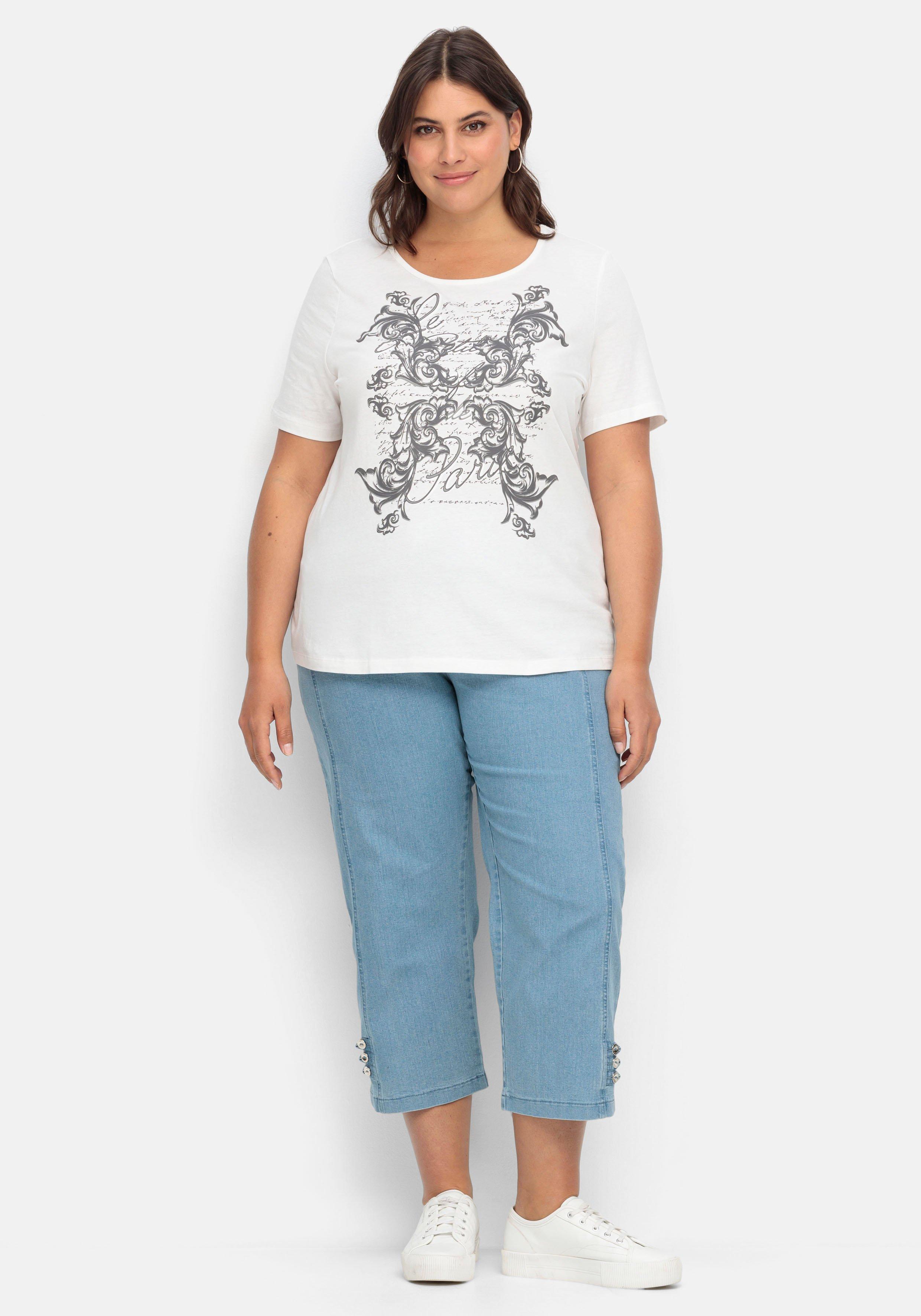 Jerseyshirt mit Frontprint und kurzem Ärmel
