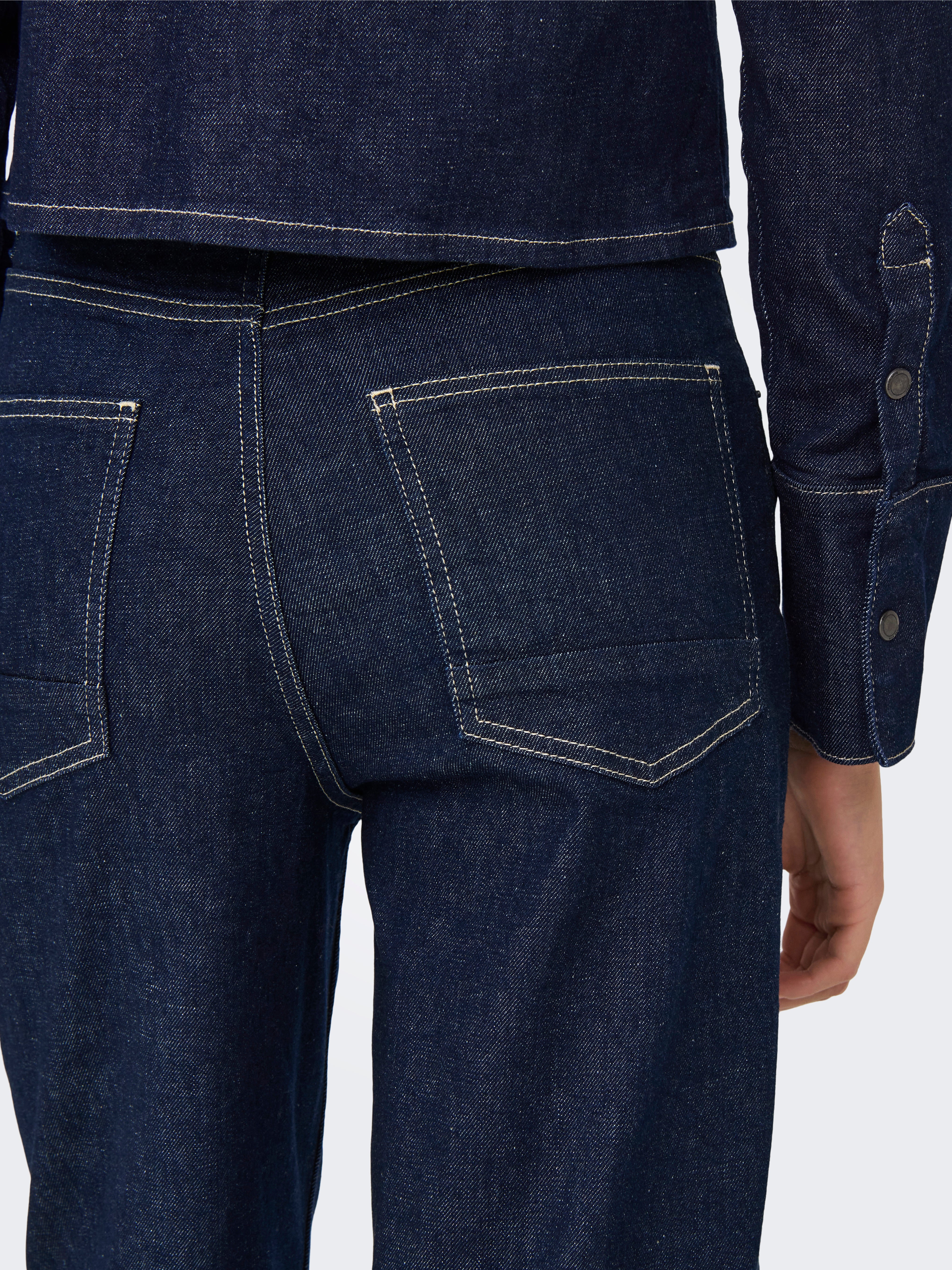 ONLMERCER Hohe Taille Weiter Beinschnitt Jeans Dark Blue Denim