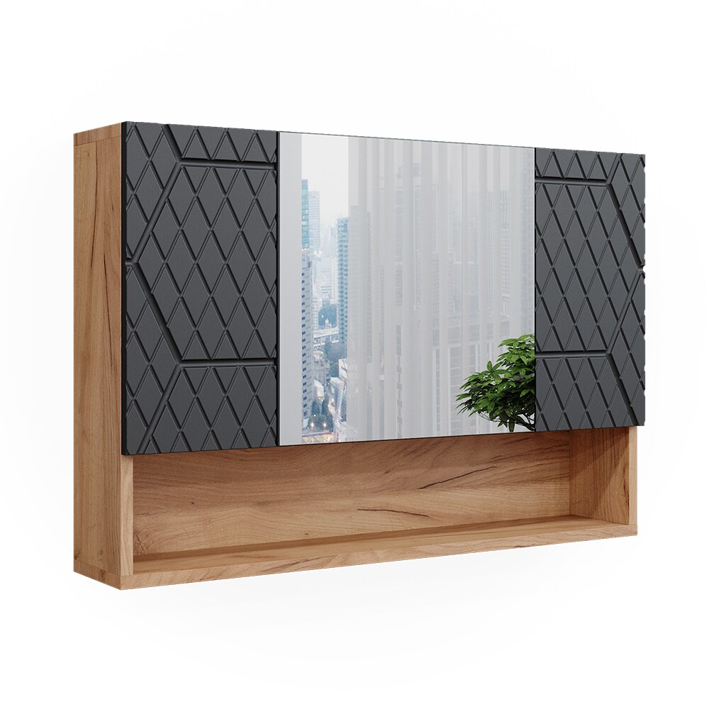Vicco Badspiegelschrank Irma Eiche Anthrazit 80 x 55 cm Badezimmer