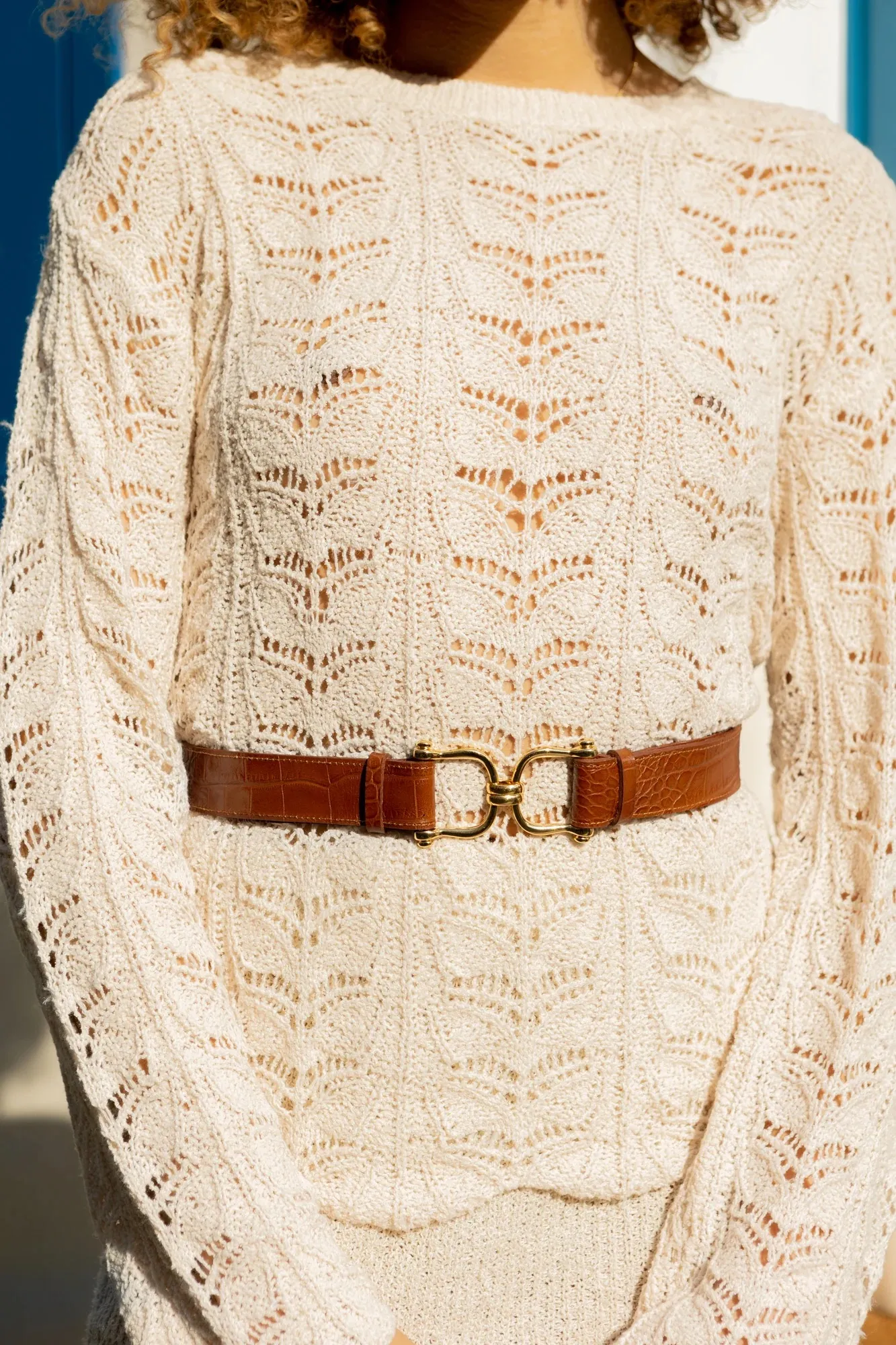 Grande Ceinture Olympe Croco Camel Fauvette