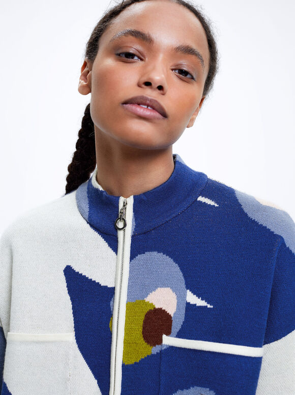 Cardigã de malha jacquard - Multicor