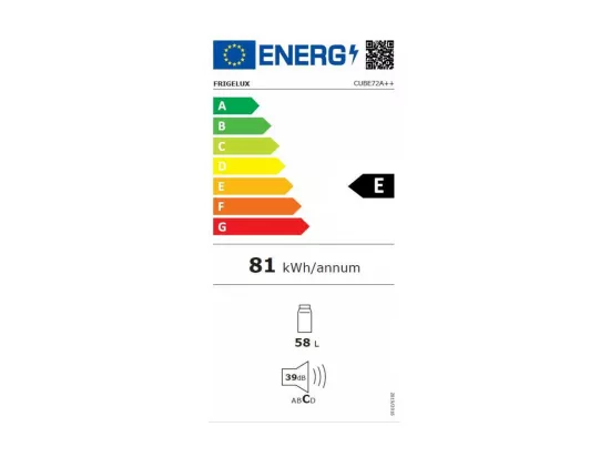 Réfrigérateurs table top 68L Froid Statique FRIGELUX 47cm E, CUBE72A++