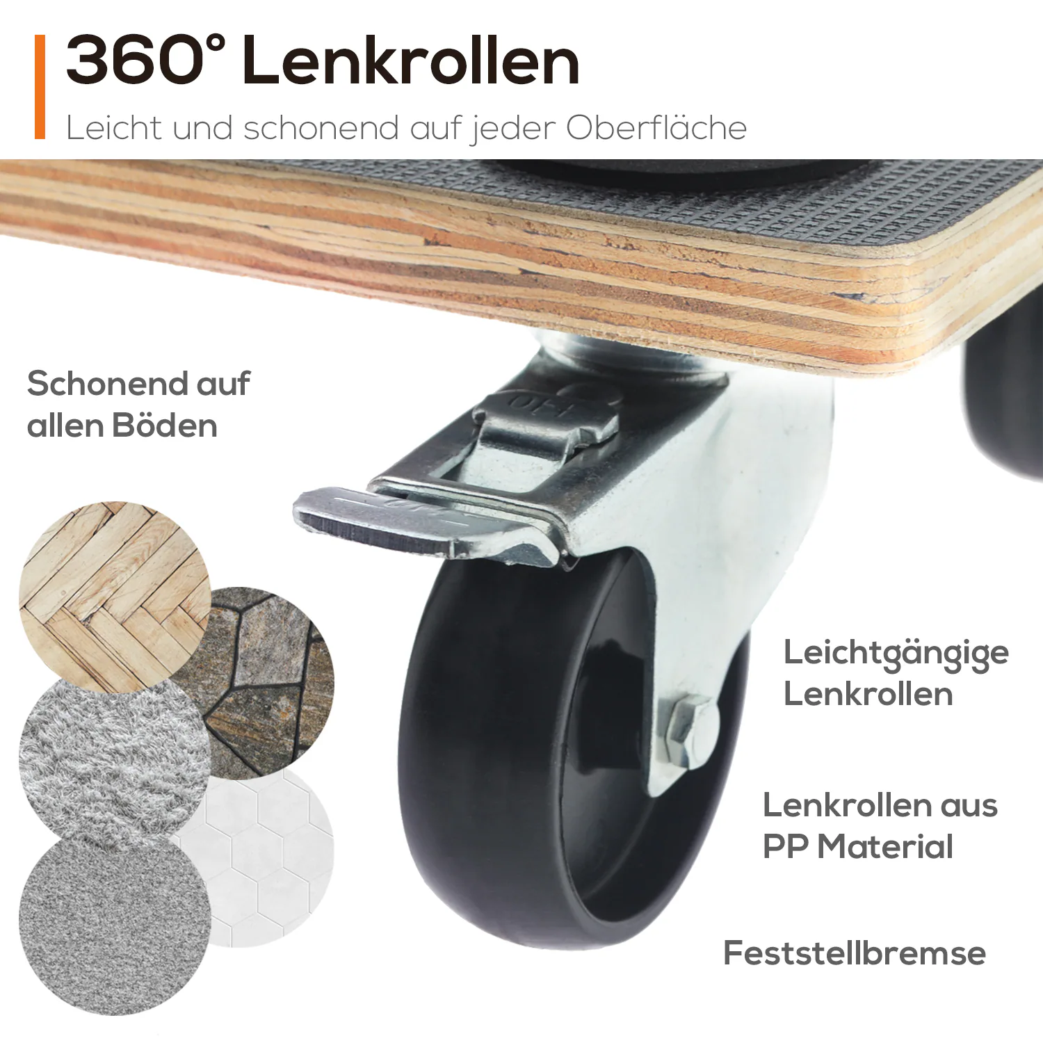 Tronitechnik® Rollbrett Transportroller rutschfest 400 kg Tragfähigkeit,Möbel Transporthilfe | Transport Rollbrettten