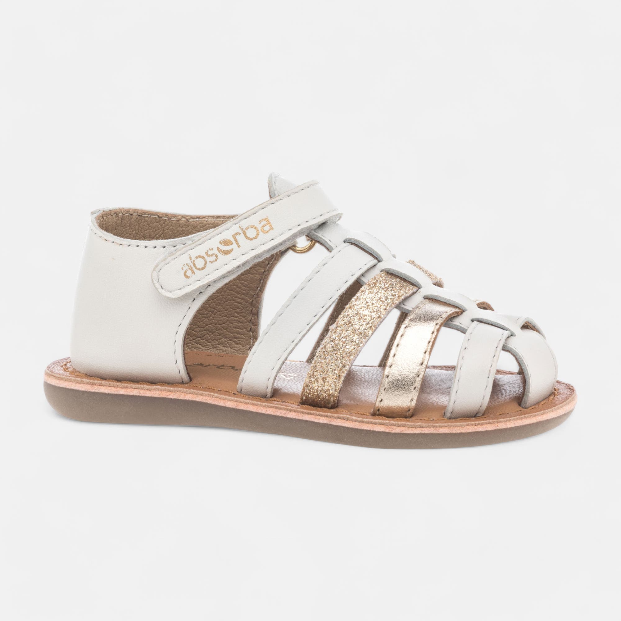 Nu-pieds Bébé fille en cuir blanc