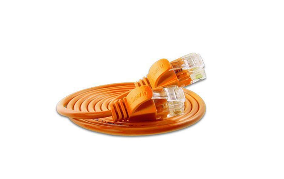 Slimpatchkabel RJ-45 - RJ-45, Cat 6, UTP, 0.5 m, OrangeLightpatchkabel rund, ungeschirmtes Twisted-Pair-Kabel (U/UTP) mit Klinkenschutz