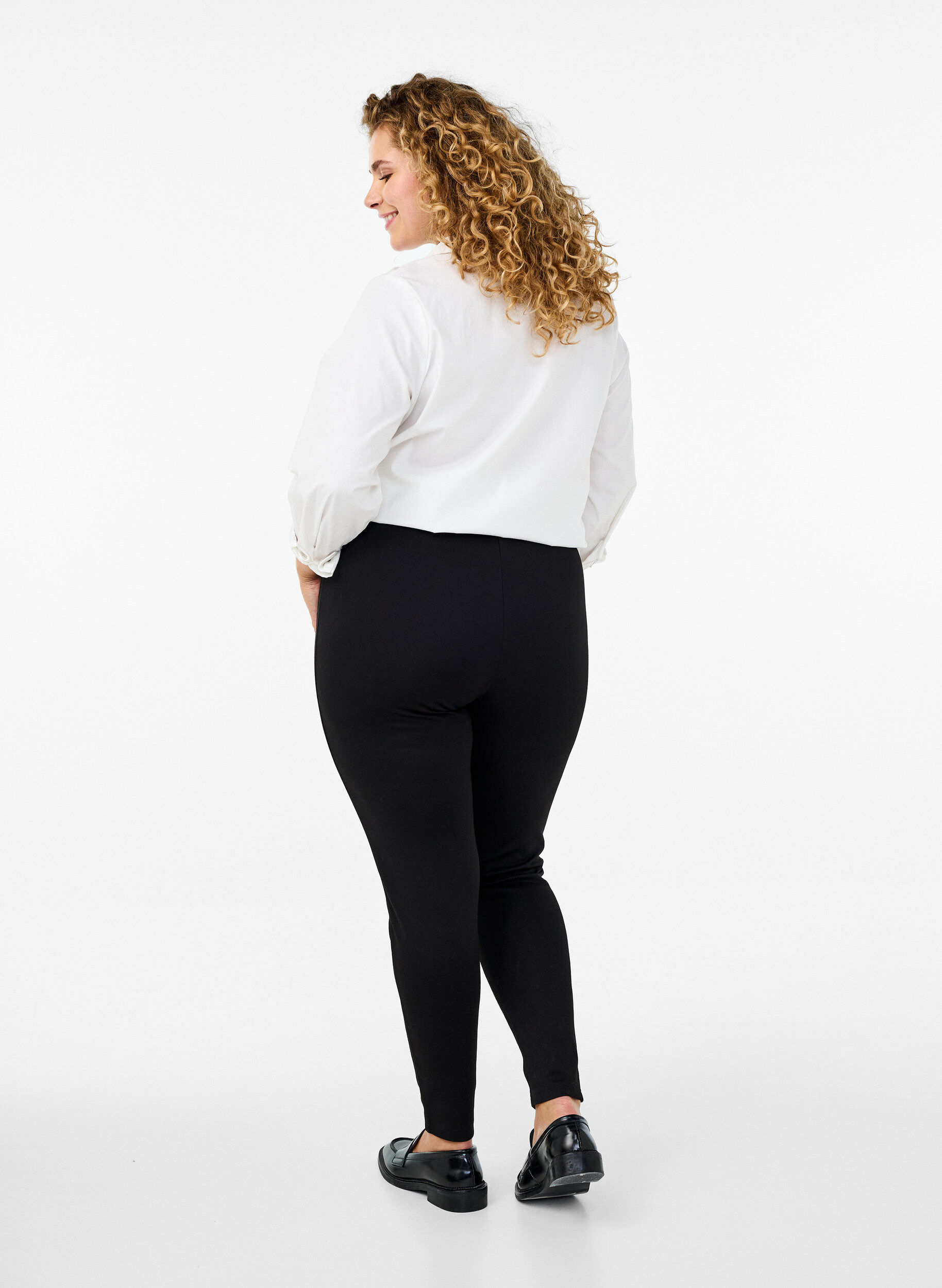 Viskose leggings med lynlåsdetalje